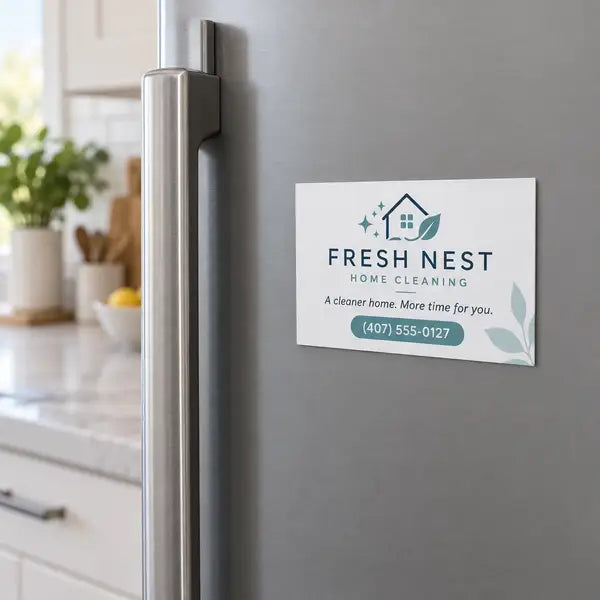Sample magnetic business card — home cleaning