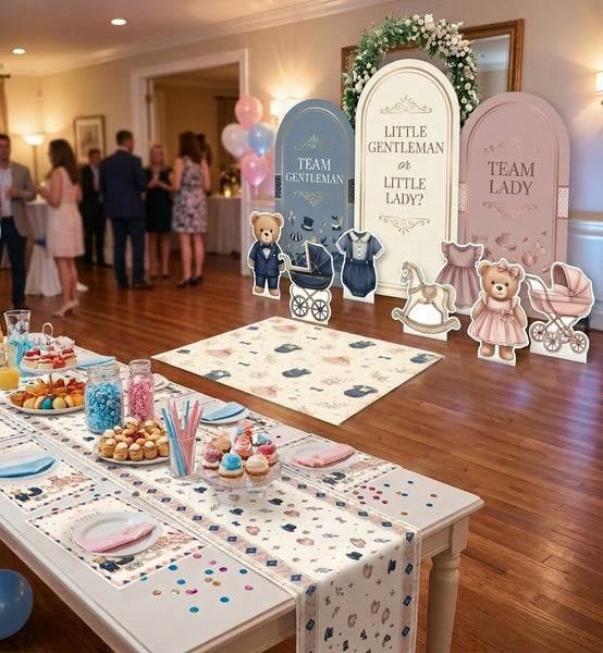 Little Gentleman or Little Lady Gender Reveal Backdrop Set 4
