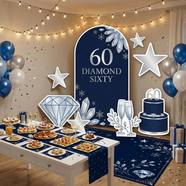 Diamond Sixty 60th Birthday Backdrop Set 4