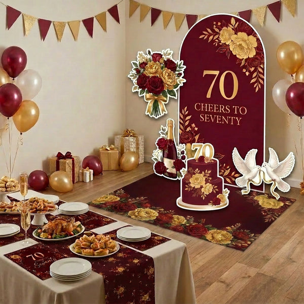 Cheers to Seventy 70th Birthday Backdrop Set 5