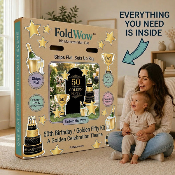 Golden Fifty 50th Birthday Backdrop Set 8