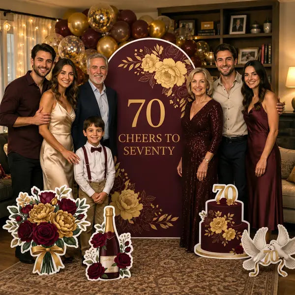 Cheers to Seventy 70th Birthday Backdrop Set 9