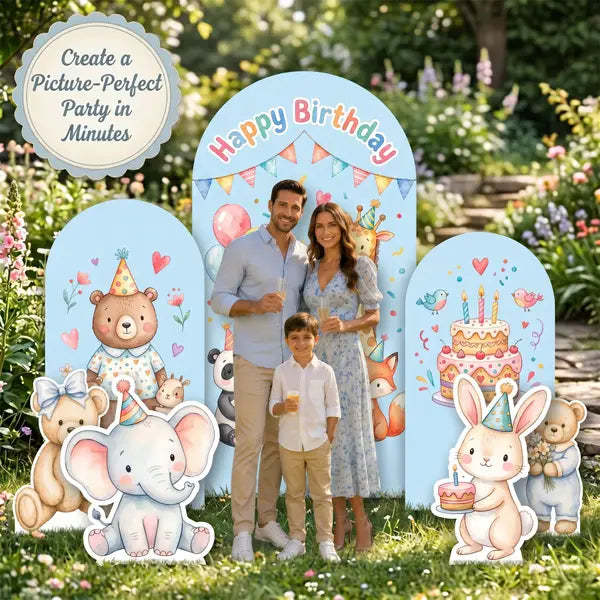Happy Birthday Animal Backdrop Set 5