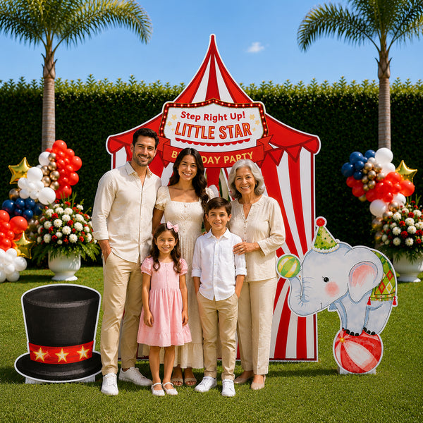 Circus Birthday Backdrop Set family lifestyle outdoor photo zone