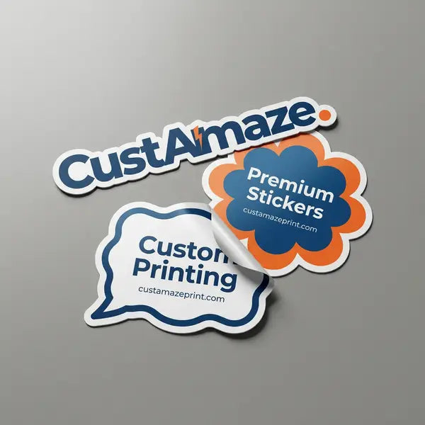 custom die-cut logo stickers for branding, premium vinyl business stickers, waterproof logo decals USA printing