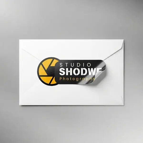 Business sticker with custom logo on envelope – professional branding sticker printing