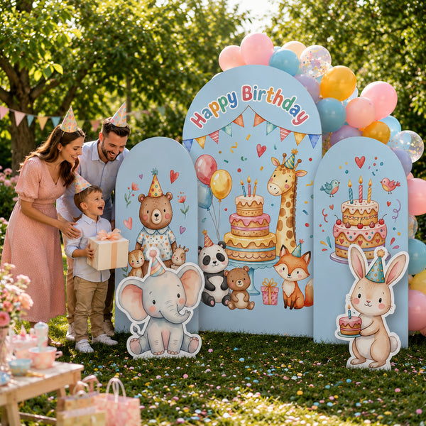 Happy Birthday Animal Backdrop Set 4