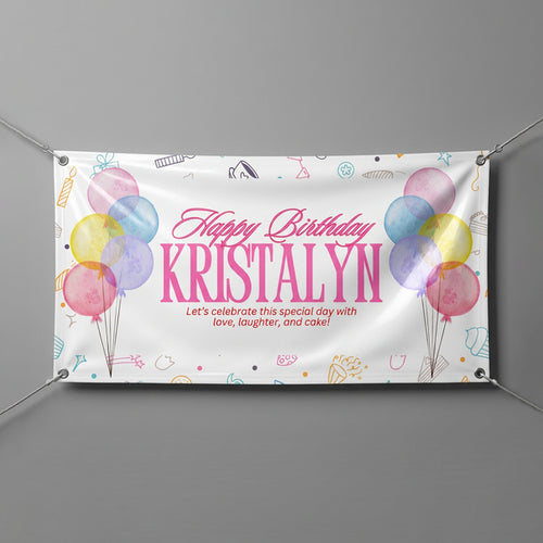 Custom happy birthday banner with name – personalized vinyl birthday banner printing