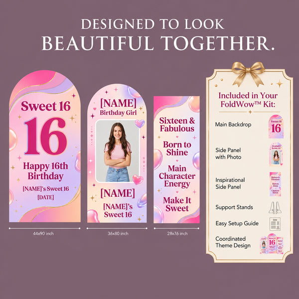 Personalized Sweet 16 Backdrop Set with Photo 2