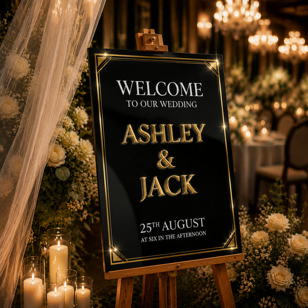 Black & Gold Luxury Wedding Sign 2