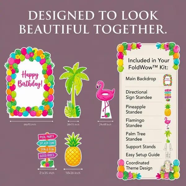 Happy Birthday Pool Party Backdrop Set 2