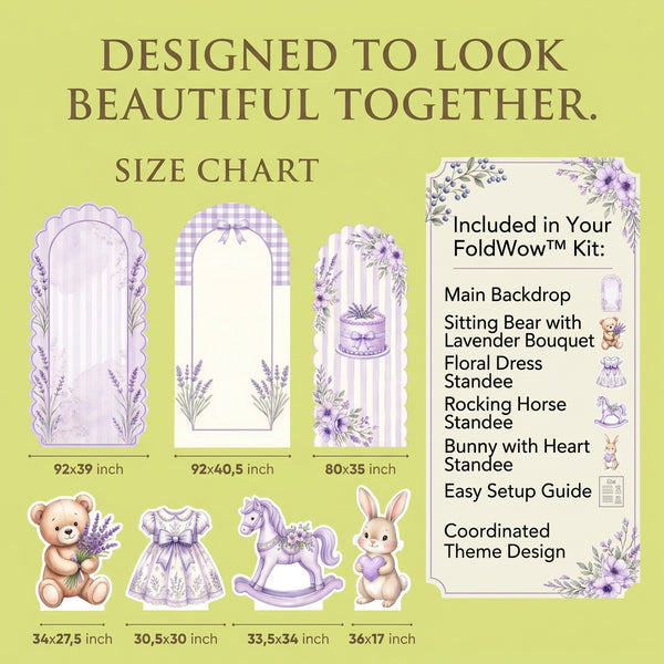 Lavender Dreams backdrop set styled indoors