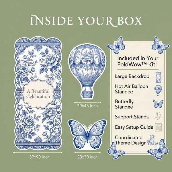Beautiful Celebration Blue Floral Backdrop Set 2