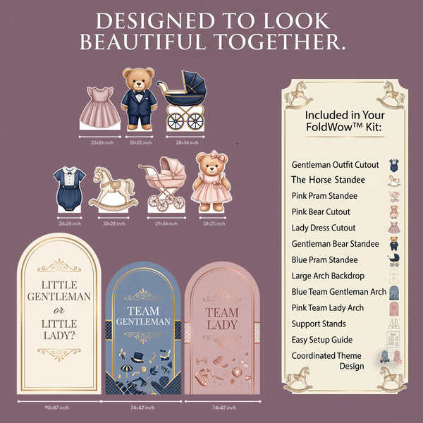 Little Gentleman or Little Lady Gender Reveal Backdrop Set 2