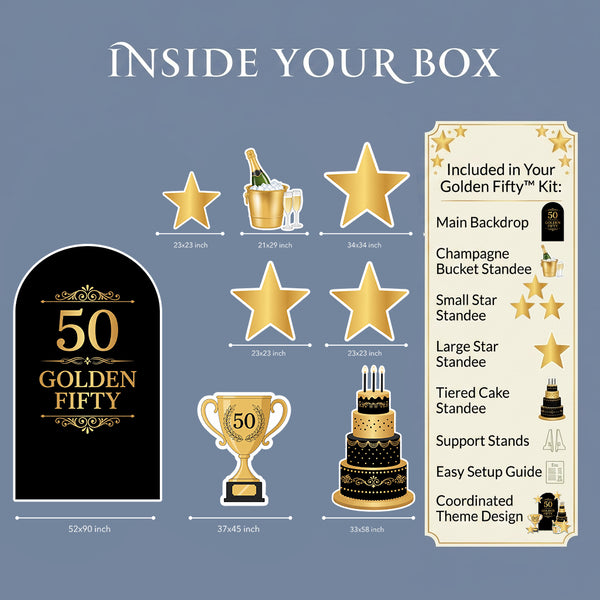 Golden Fifty 50th Birthday Backdrop Set 3
