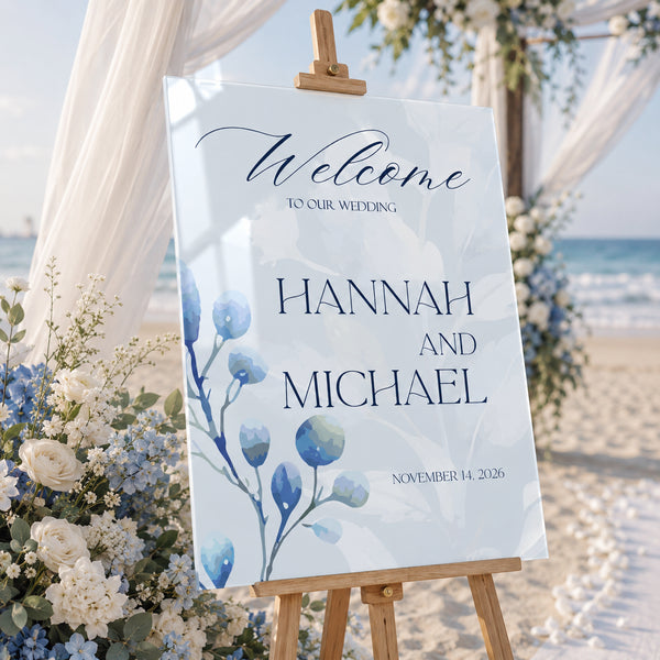 Dusty Blue Wedding Welcome Sign 2
