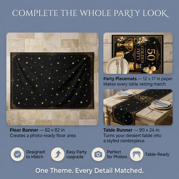 Golden Fifty 50th Birthday Backdrop Set 2