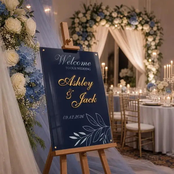 Navy & Gold Wedding Welcome Sign 3