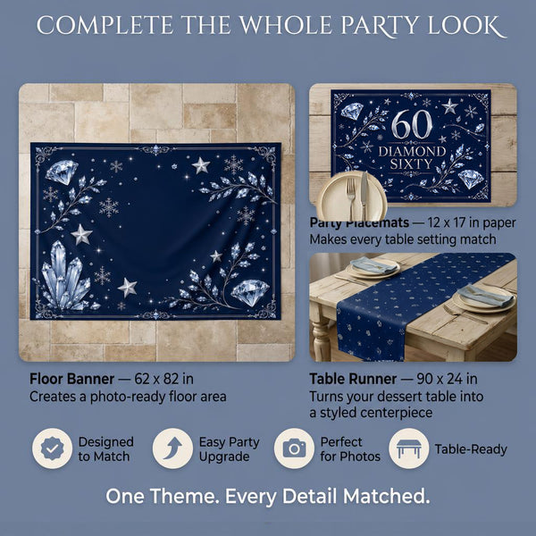 Diamond Sixty 60th Birthday Backdrop Set 2