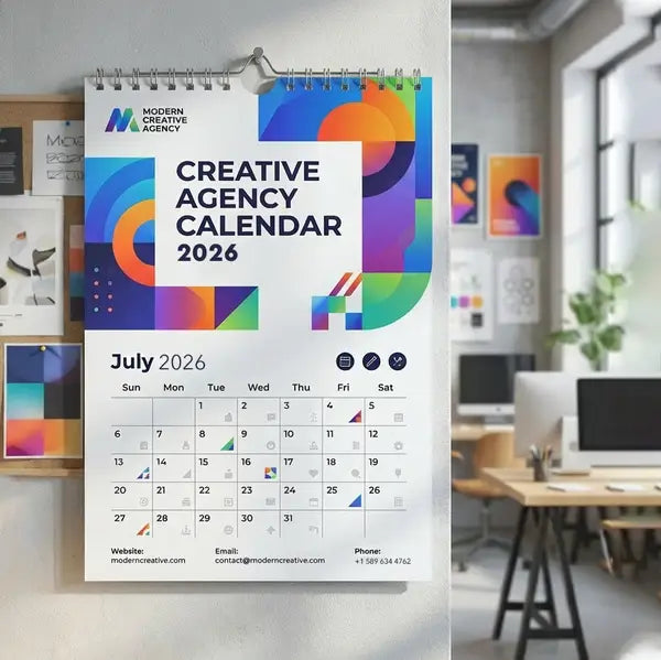 Custom flip calendar with wire-o top binding for business and personal use