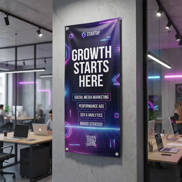 Custom indoor vinyl banner printing for office and retail spaces Florida