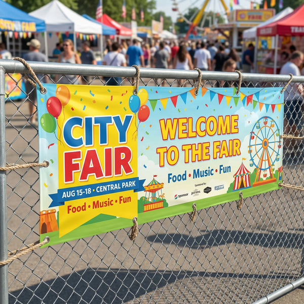 Custom outdoor event banner printing for fairs and festivals Florida
