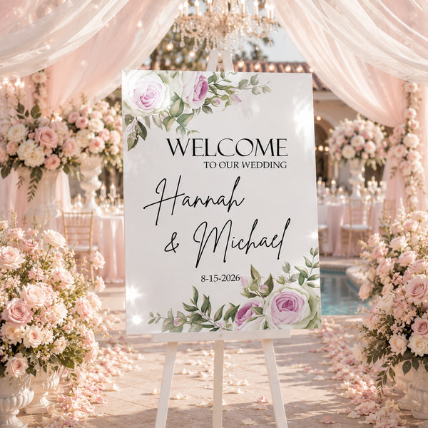 Watercolor Floral Wedding Sign 2