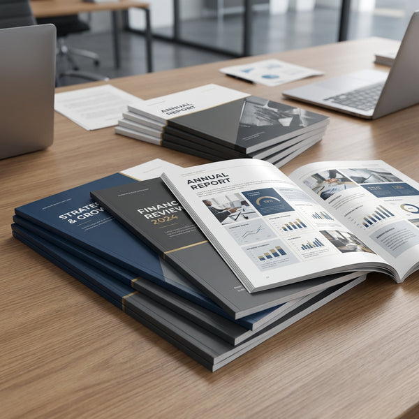 Professional Perfect Bound Booklets on Desk