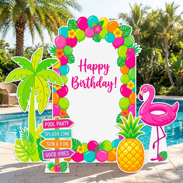 Happy Birthday Pool Party Backdrop Set 1