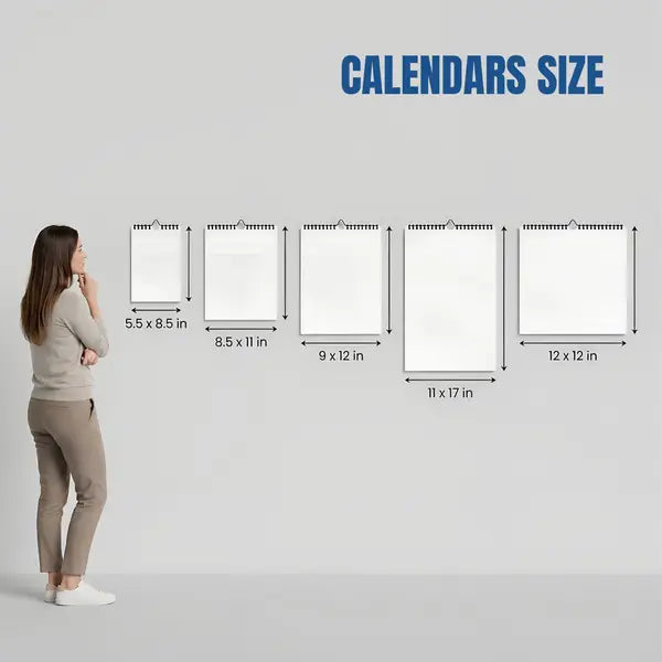 Sample calendar pages with printed text and layout preview