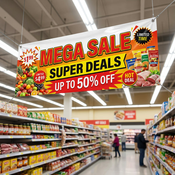 Indoor promotional banner printing for retail sales and promotions Florida