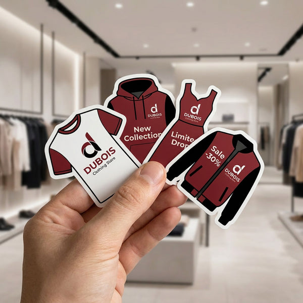 custom logo stickers in hand, premium die-cut vinyl decals for business branding, small batch sticker printing USA