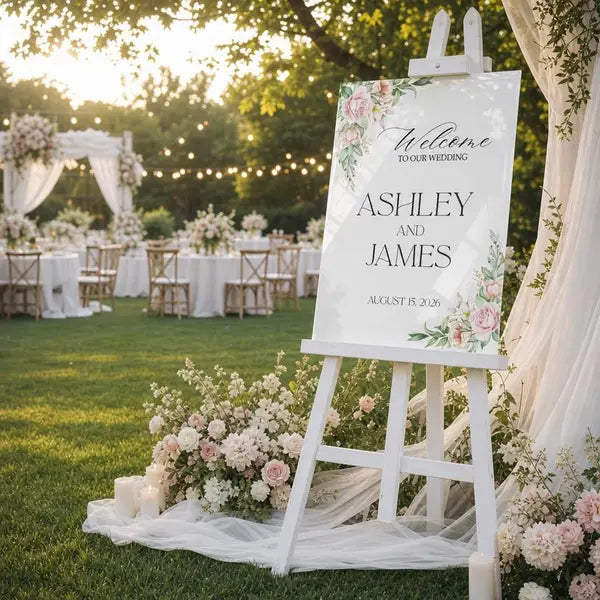 Watercolor Floral Wedding Sign 1