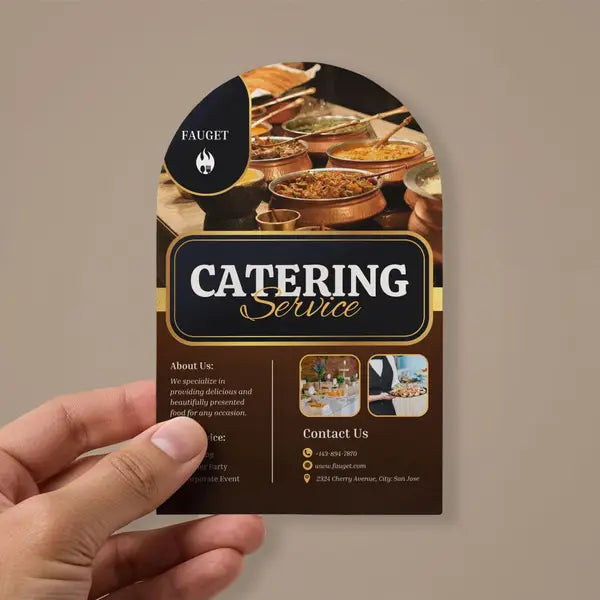 Half circle flyer design for catering and food business advertising