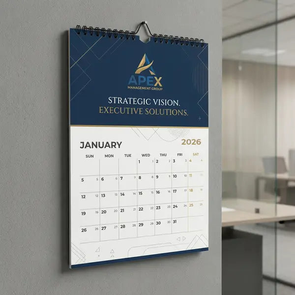 Custom wire-o bound calendar with top binding and flip style layout