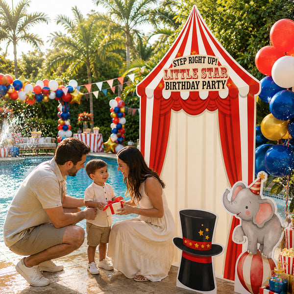 Circus Birthday Backdrop Set pool party lifestyle photo zone