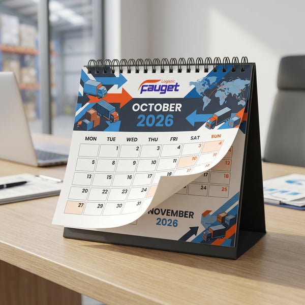 Custom Desk Calendar October – Full Color Printed Wire-O Calendar for Business