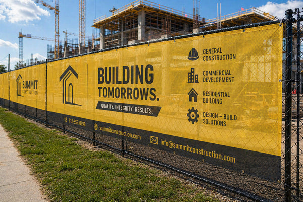 Custom yellow mesh banner outdoor – weatherproof vinyl mesh banner advertising