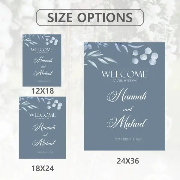 Dusty Blue Wedding Welcome Sign 5