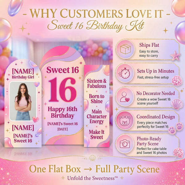 Personalized Sweet 16 Backdrop Set with Photo 5
