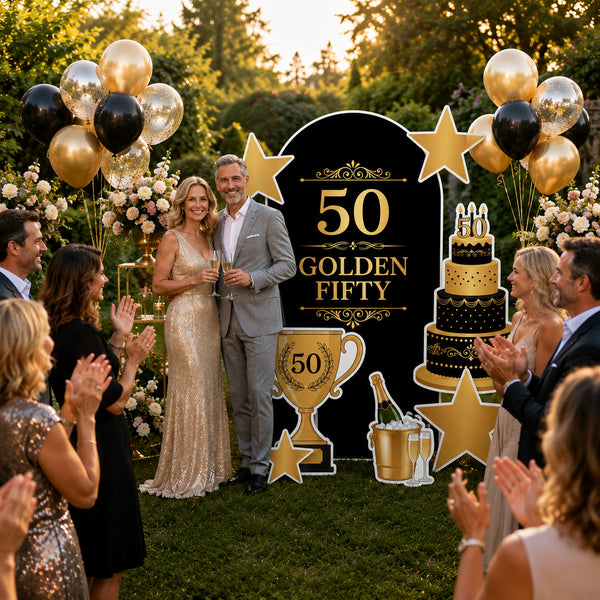 Golden Fifty 50th Birthday Backdrop Set 7