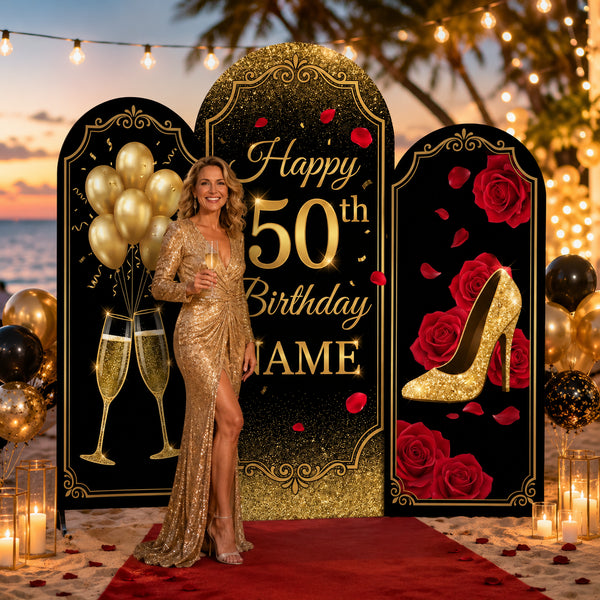 Personalized Happy 50th Birthday Backdrop Set 9
