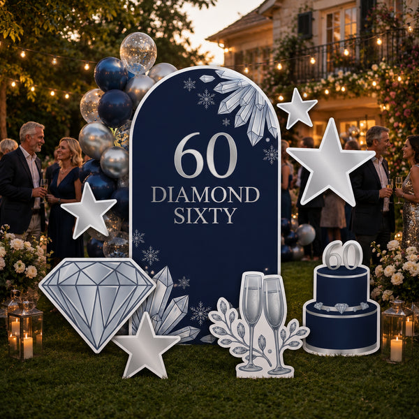 Diamond Sixty 60th Birthday Backdrop Set 8