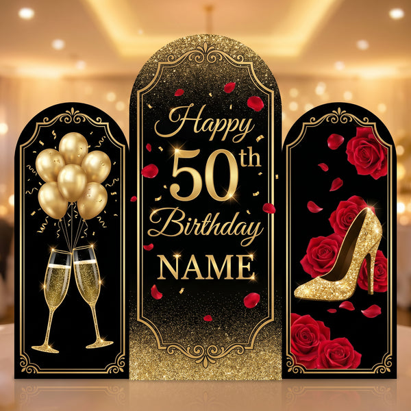 Personalized Happy 50th Birthday Backdrop Set 1