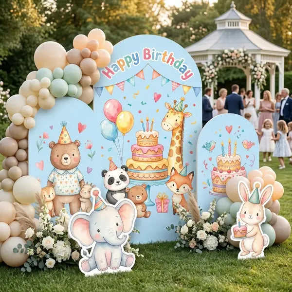 Happy Birthday Animal Backdrop Set 8