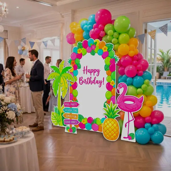 Happy Birthday Pool Party Backdrop Set 13