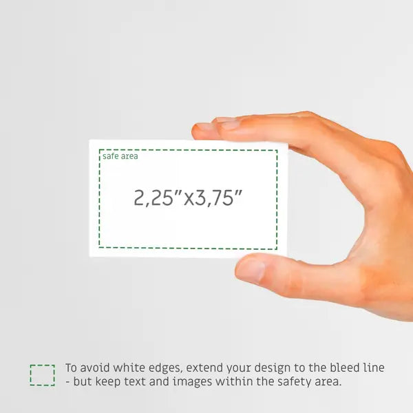 Business card size 3.5 x 2 inches