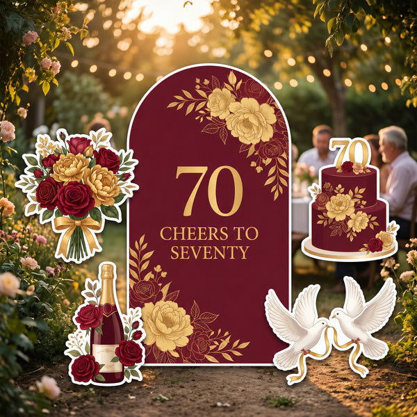 Cheers to Seventy 70th Birthday Backdrop Set 1