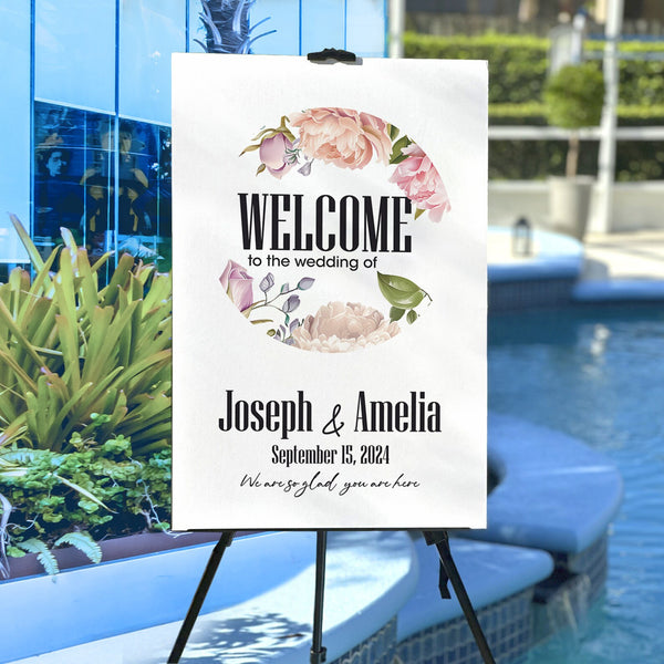 Floral White Wedding Sign 1