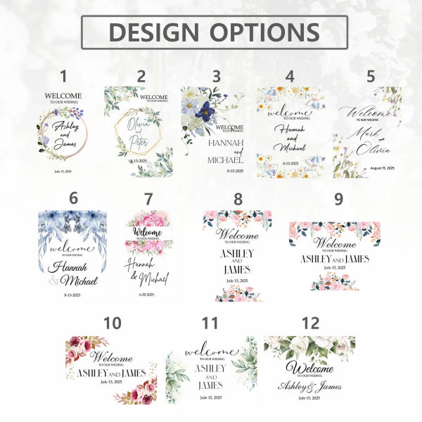 Floral Frosted Wedding Sign 3